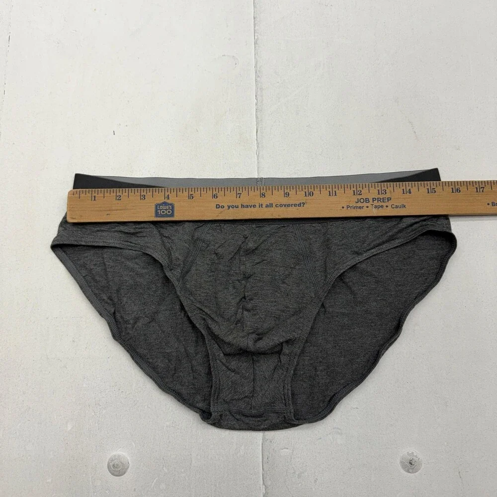 KUMORI Briefs Mens Large Gray Bamboo Spandex Stretch Tagless Solid Underwear